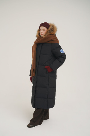 Пальто пуховое Рукка Top Arctic Goose мех Енот (Женский; 46; Темно-Синий)